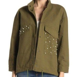 Lea & Viola pearl detail Army inspired utility jacket small green $188